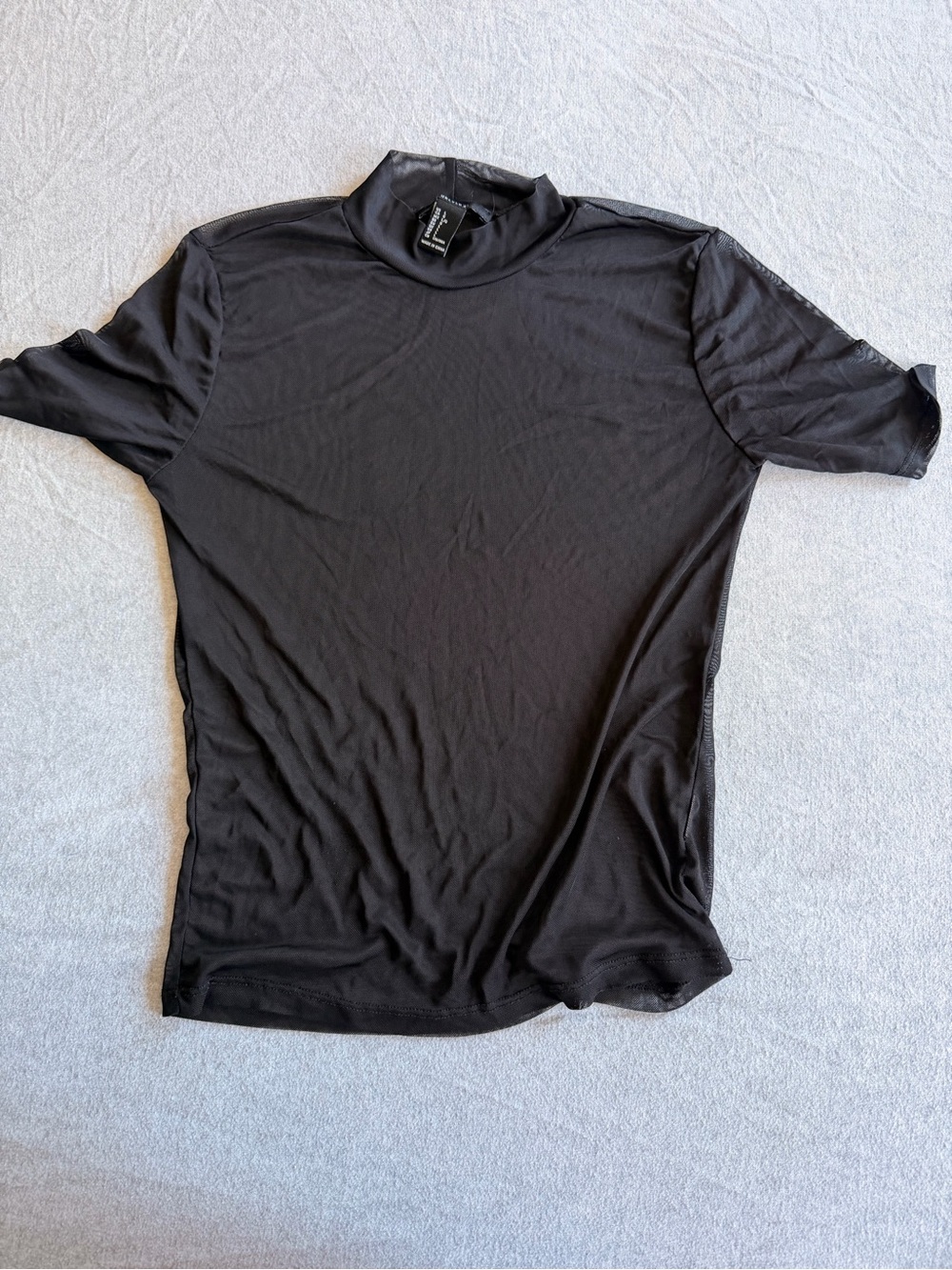 Forever 21 Black Short-Sleeve Mock Neck Tee